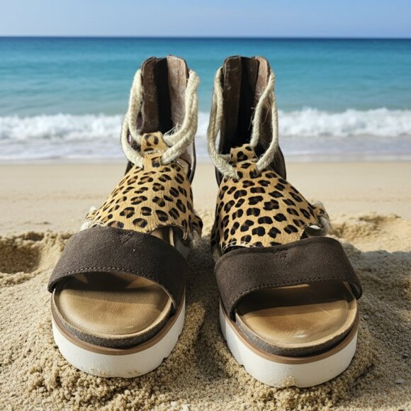 Diva true Shoes - Diba True Leopard Print Wedge Sandals Women’s 9.5 | Brown Suede